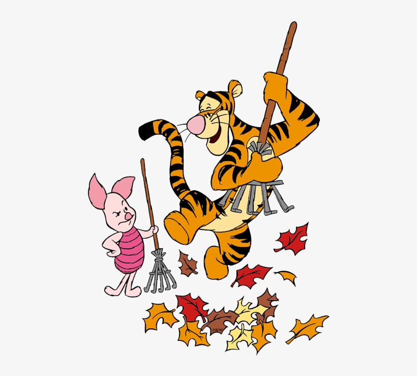 Winnie The Pooh Clipart Leave - Raking Leaves Clipart, transparent png download