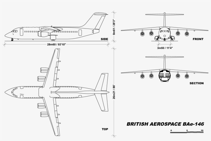 File - Bae146v1 - 0 - Avro Rj85 Vs Bae 146, transparent png download