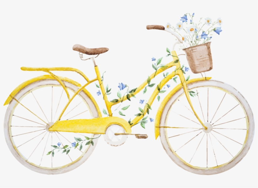 Flores, Café Y Té En Un Lugar Único Y Especial - Watercolor Bicycle, transparent png download