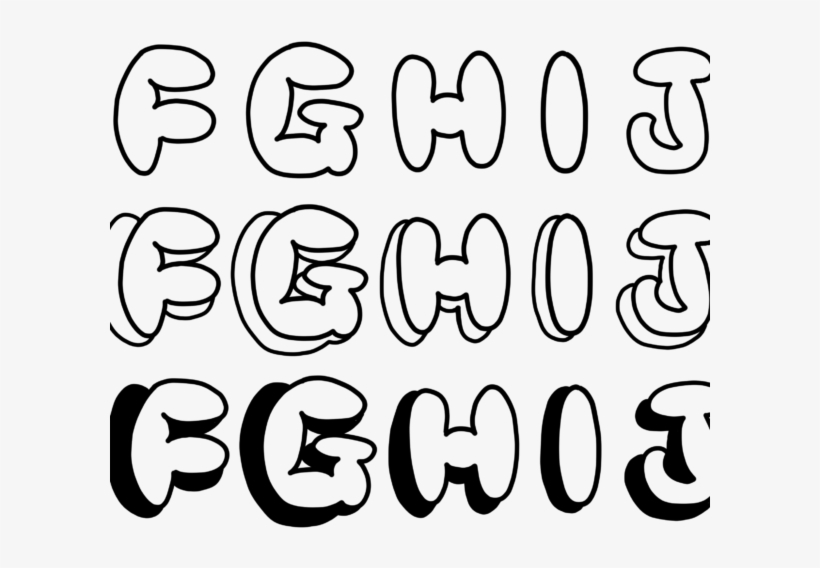 Bubbly Fghij Graffiti Png Format - Calligraphy, transparent png download