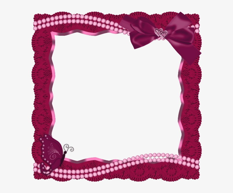 Red Transparent Frame With Butterfly Ribbon And Pearls - Authentic... Michael Kors Purple Leather Croc Bag Excellent, transparent png download