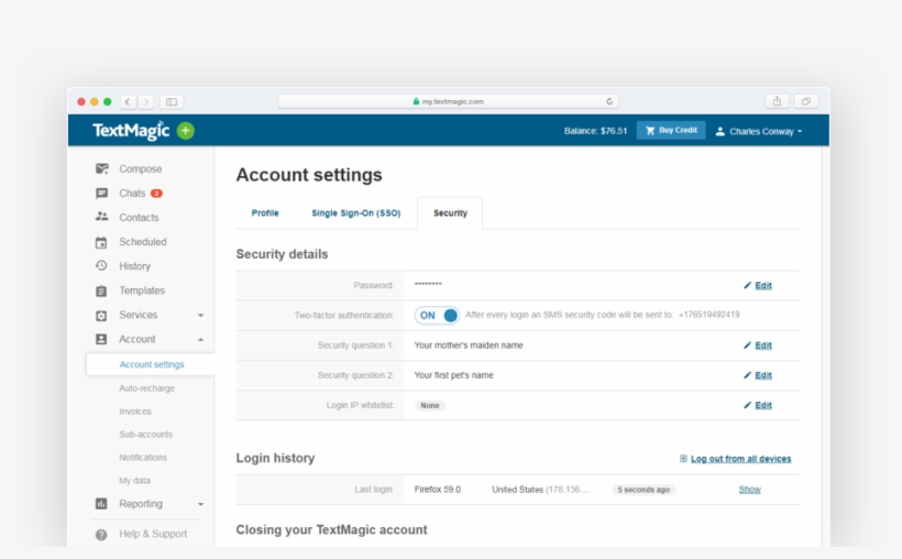 Security Settings Overview Page Showing How To Use - Textmagic Schedules, transparent png download