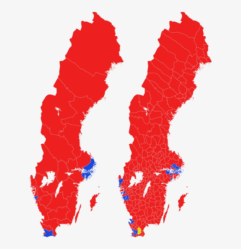 Blue Is Where The Largest Party Is The Right-wing Moderaterna, - Sweden General Election 2018, transparent png download