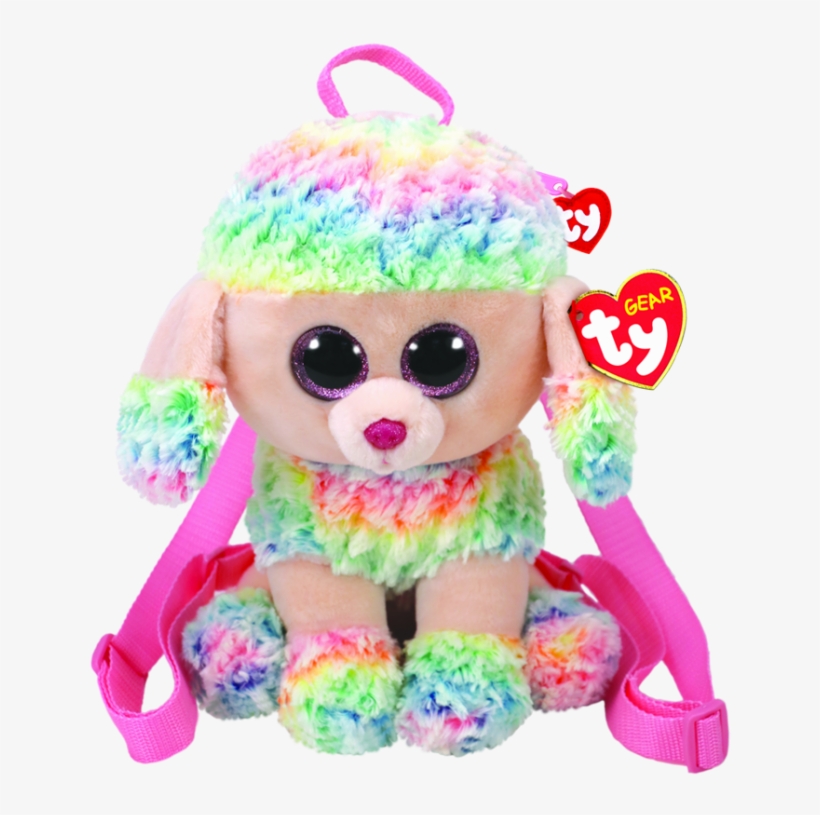 Rainbow The Multicoloured Poodle - Beanie Boos Backpack, transparent png download