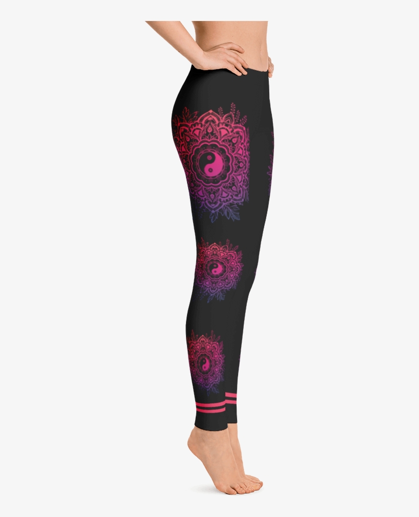 Black Mandala Yin Yang - Back The Blue Leggings, transparent png download