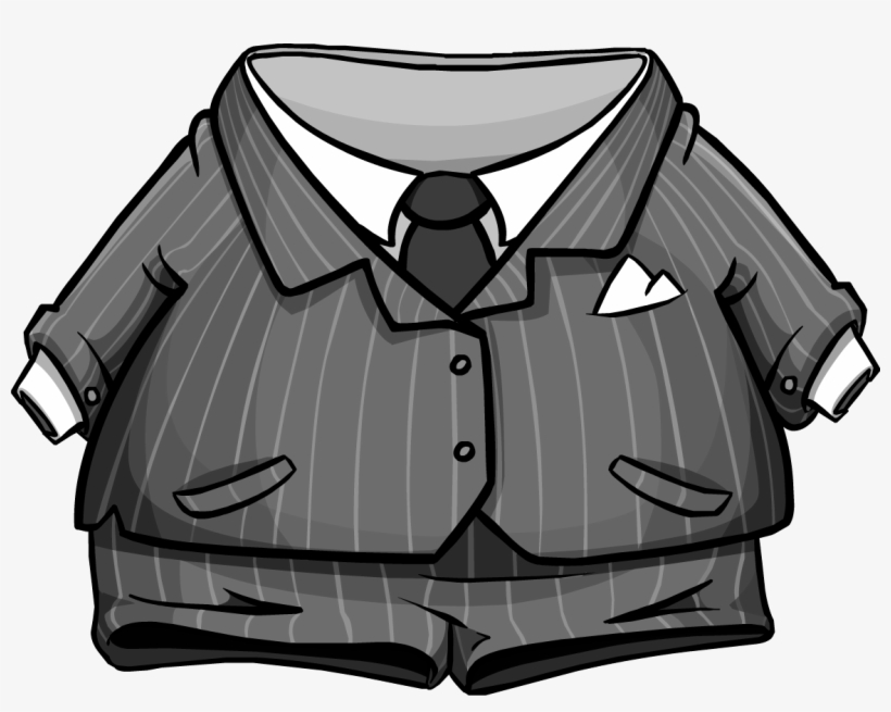 Grey Pinstripe Suit - Club Penguin Suit, transparent png download