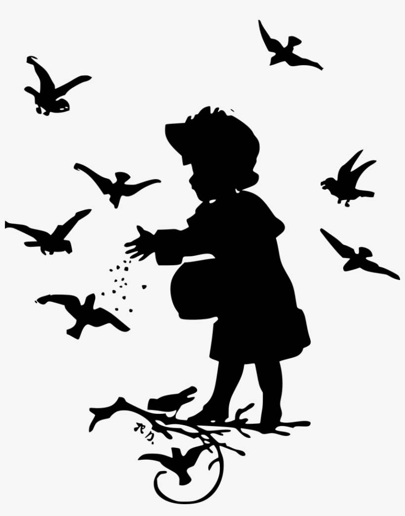 How To Set Use Girl Feeding Birds Svg Vector, transparent png download