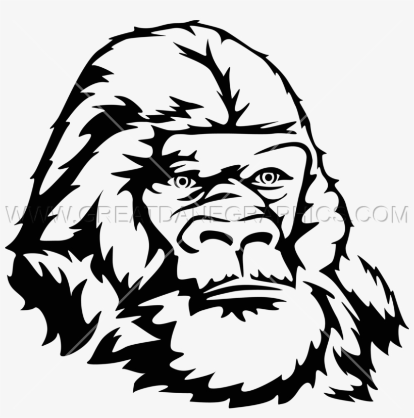 Gorilla - Gorilla Face Black Line, transparent png download