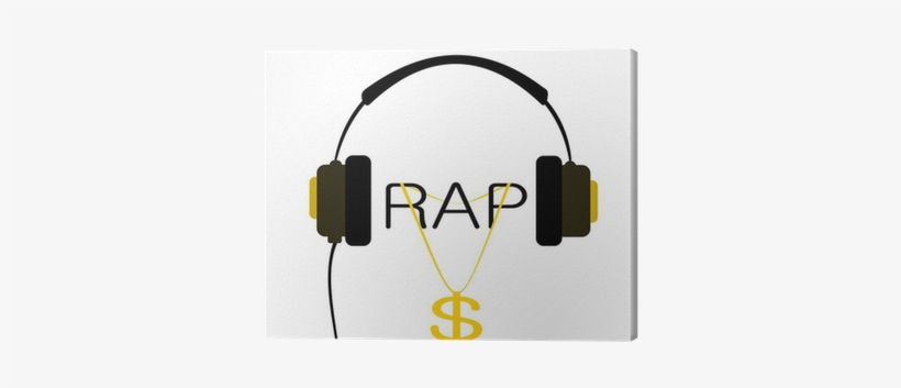 Headphone With Rap Music And Gold Chain Canvas Print - Music, transparent png download