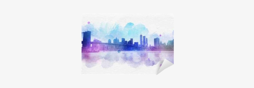 Blank New York City Watercolor Postcard Wall Mural - New York City, transparent png download
