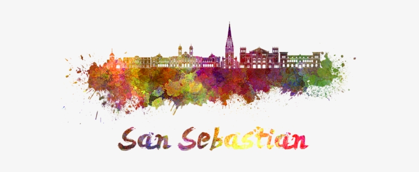 Click And Drag To Re-position The Image, If Desired - San Sebastian Skyline Im Watercolor Grußkarte, transparent png download