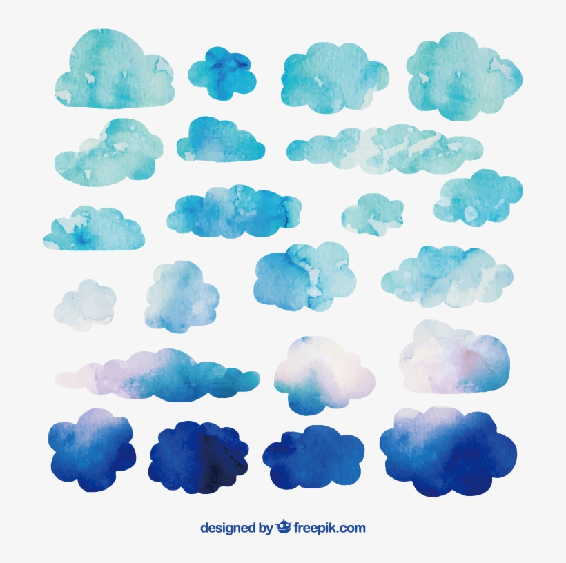 Watercolor Painting Cloud Clip - Free Watercolor Navy Blue, transparent png download