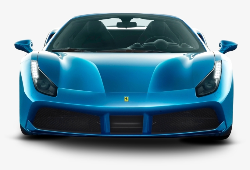 Blue Ferrari 488 Spider Car Front Png Image - Ferrari Car Blue Png, transparent png download