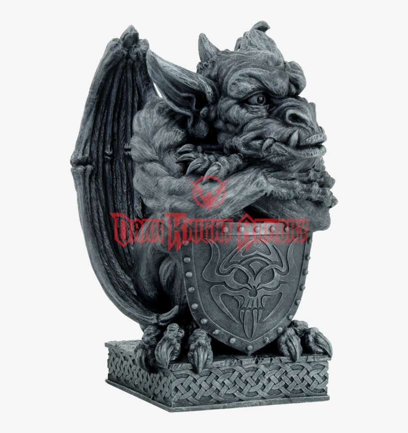 Large Gargoyle With Shield Statue - Gargoyle With Shield Statue, transparent png download