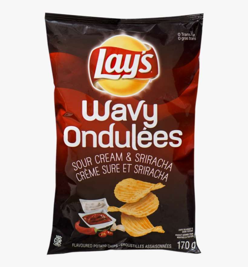 Lay's Wavy Sour Cream & Sriracha Potato Chips, transparent png download