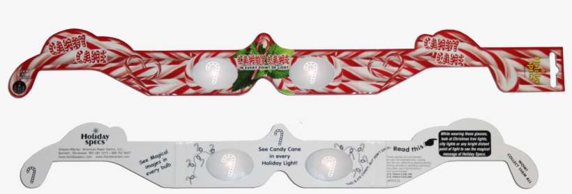 Candy Cane Holiday Specs - Light, transparent png download