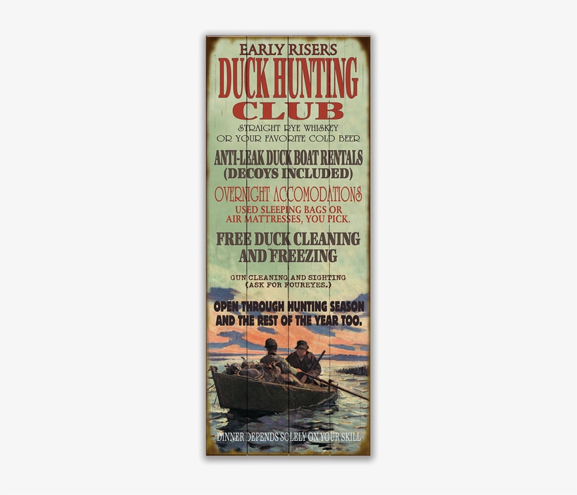 View Zoom Early Risers Duck Hunting Club - Black Forest Decor Early Hunters Sign - 17 X 44, transparent png download
