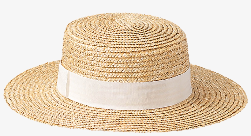 Simple Natural Boater Hat With White Ribbon - Hat, transparent png download