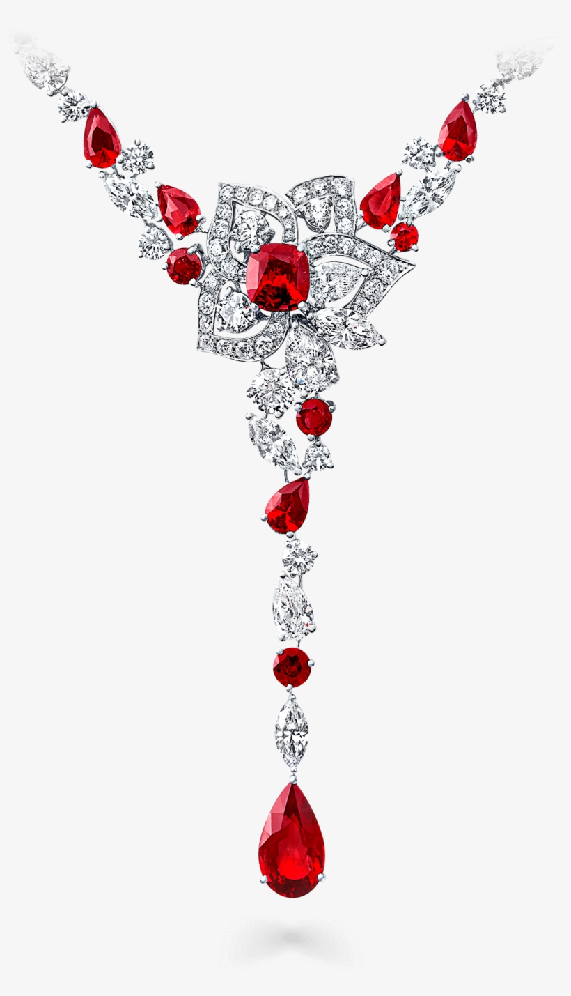 A Graff Peony Motif Ruby And Diamond Necklace, transparent png download