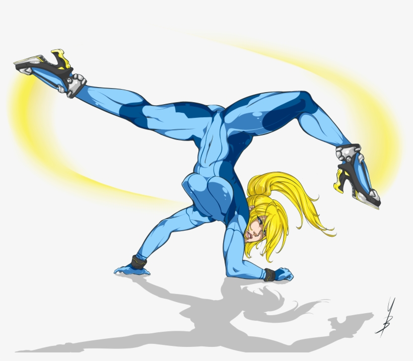 Samus Aran, Zero Suit Metroid Series Artwork By Cartakerjvb - Zero Suit Samus Kick, transparent png download