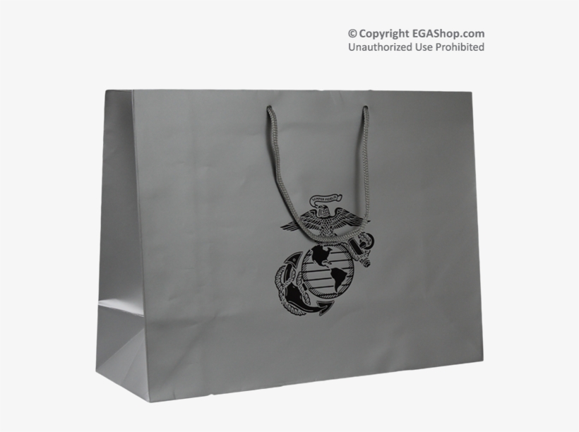 Silver Gift Bag With An Eagle, Globe, And Anchor At - Paper, transparent png download