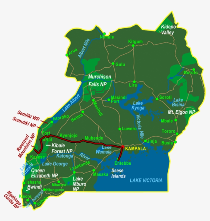 Map Hiking The Rwenzori - Murchison Falls National Park Map, transparent png download