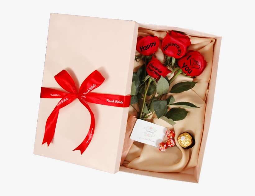 Happy Anniversary 4 Red Rose Gift Package - 3red Rose, transparent png download
