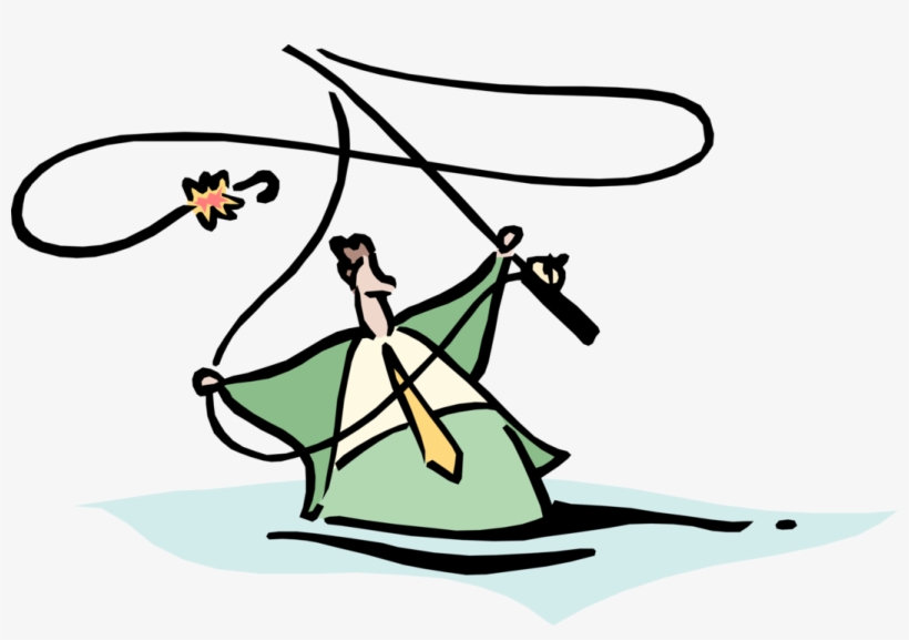 Vector Illustration Of Businessman Fly Fisherman Angler - Clip Art, transparent png download