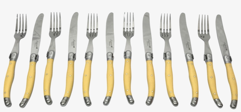 Laguiole Flying Colors Yellow Forks & Knives, S/12 - Knife, transparent png download