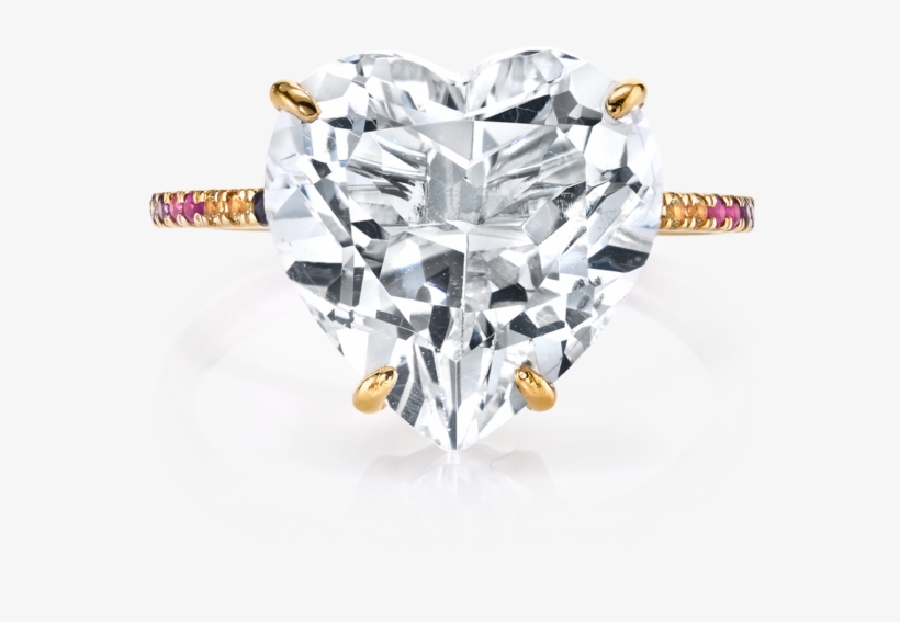White Topaz And Rainbow Heart Ring - Ring, transparent png download