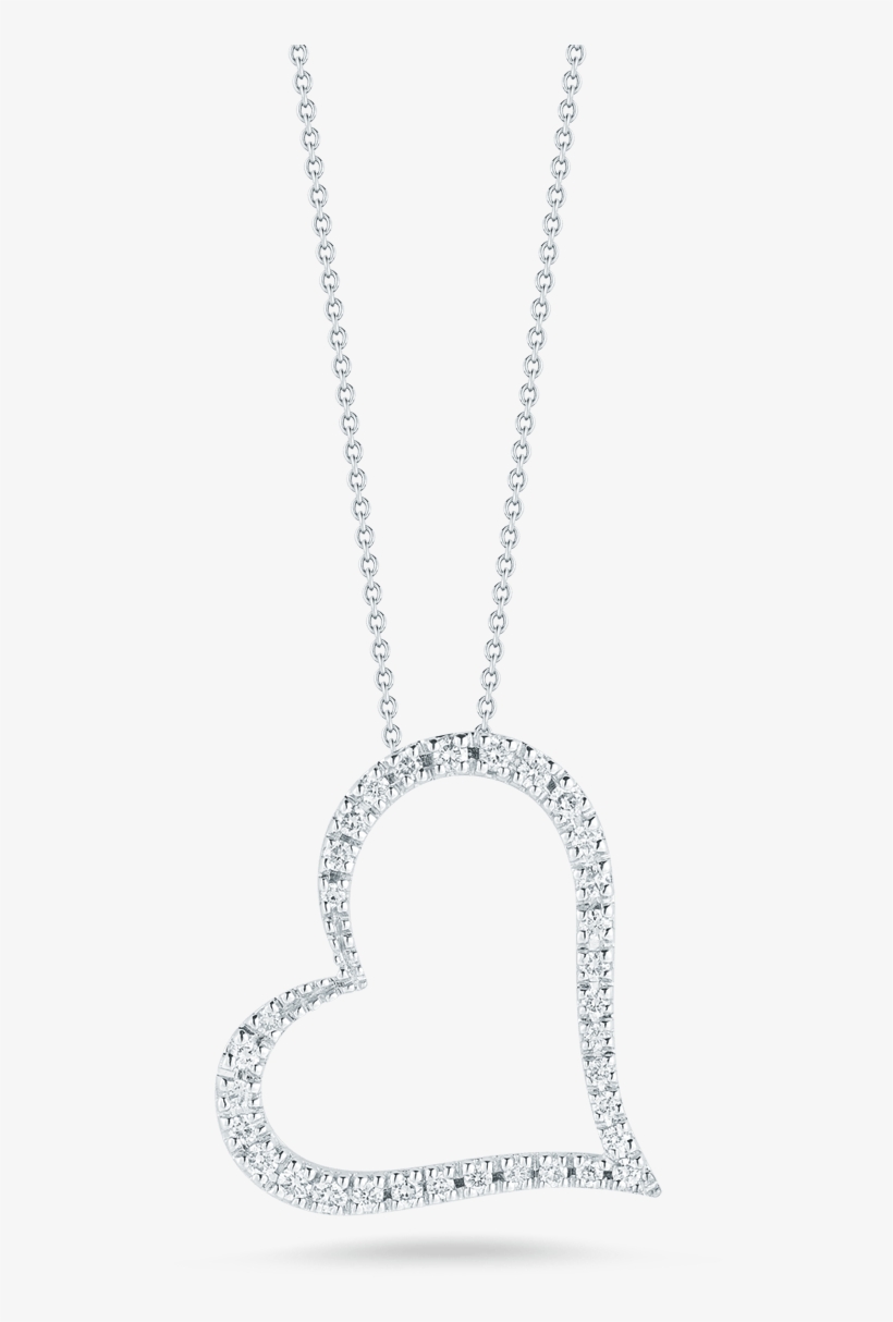 Tiny Treasuresslanted Heart Pendant With Diamonds - Necklace, transparent png download
