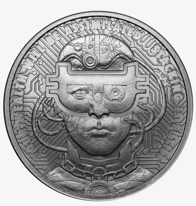 2018 Minimintage Borgcoin 1oz Silver Shield Round - Silver, transparent png download