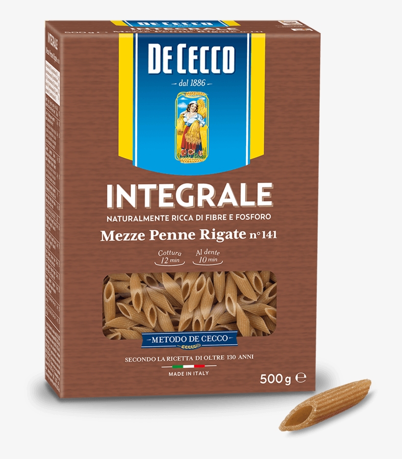 Mezze Penne Rigate N° 141 Integrali - De Cecco, transparent png download