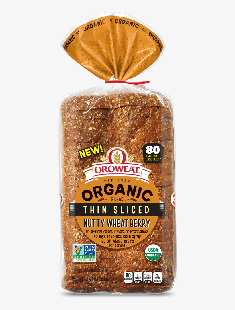 Oroweat Organic Thin-sliced Nutty Wheat Berry Bread - Oroweat Organic 22 Grain & Seeds Bread, 27 Oz, transparent png download
