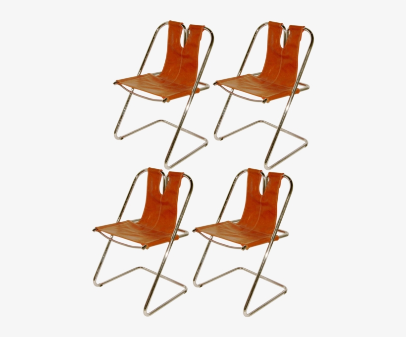 1960s Italian Set Of Four Hand-stitched Leather And - Chair, transparent png download