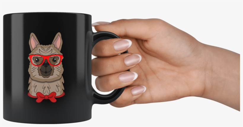 Cute Llama Face Hipster Glasses Alpaca Lover - Mug, transparent png download