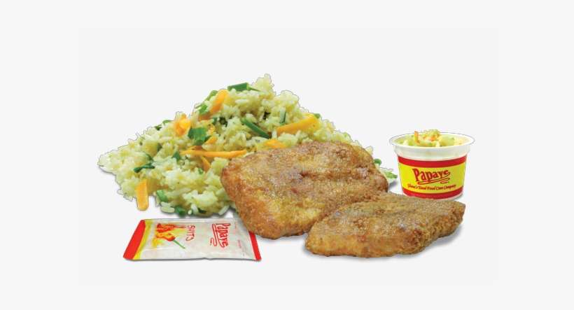 Fried Fish Rice With Coleslaw - Food, transparent png download