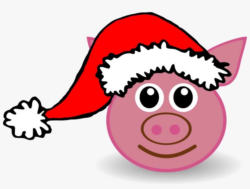 Clip Art Palomaironique Pig Face Cartoon Pink - Pig With Christmas Hat, transparent png download