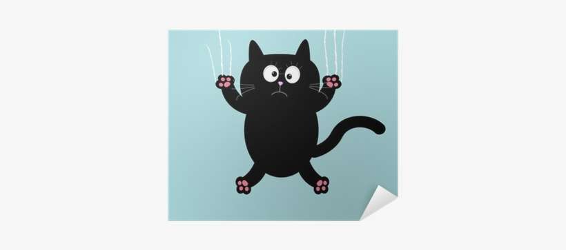 Cartoon Black Cat Claw Scratch Glass Background - Cat Claws Cartoon, transparent png download
