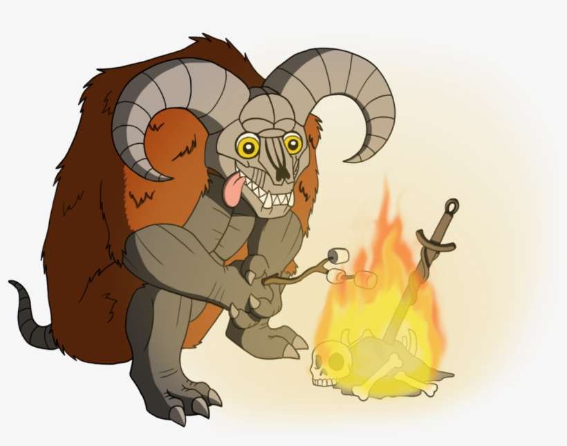 A Taurus Demon Roasting Marshmallows Over A Bonfire - Souls, transparent png download