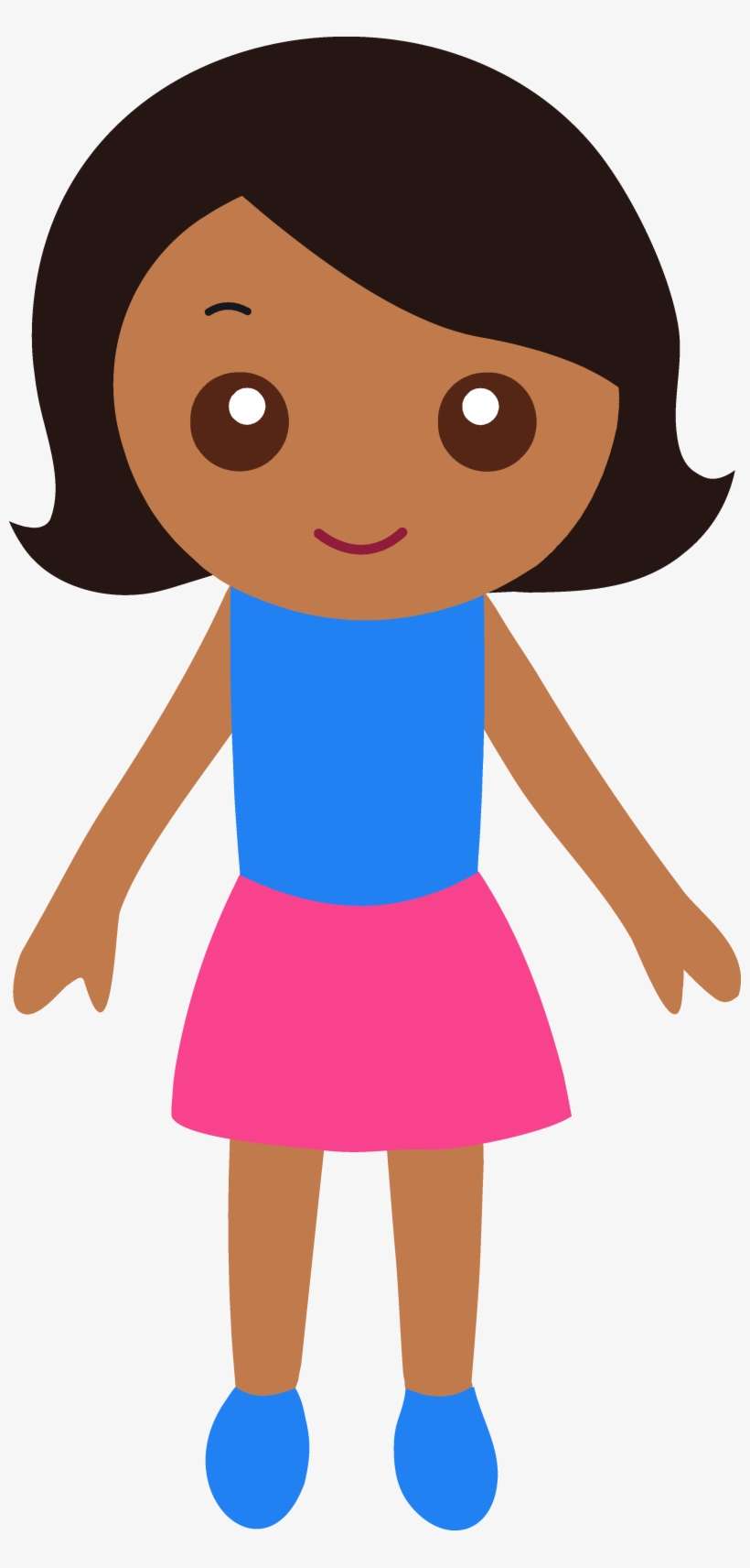 Cute Brown Girl Standing Clipart - Girl Clipart, transparent png download