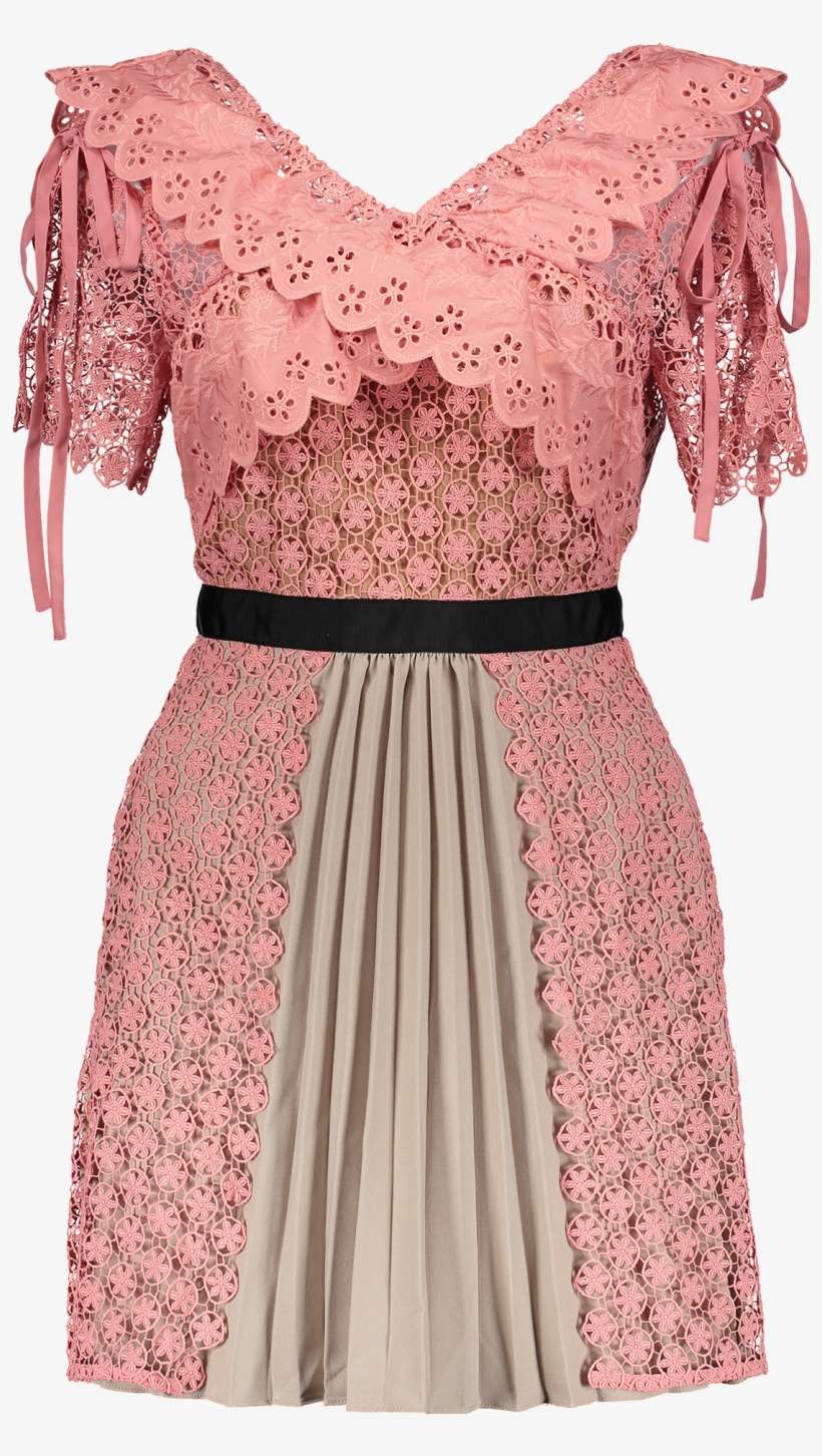 Cross Front Floral Lace Dress Pink - Dress, transparent png download