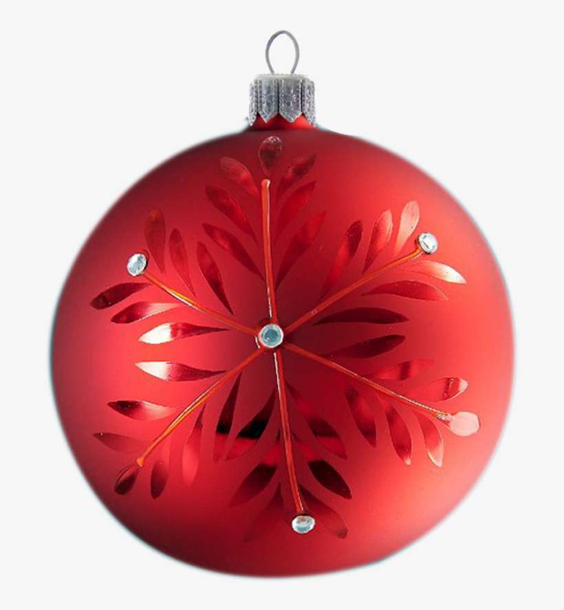 Red Christmas Ball With Snowflake Decor And Swarovski - Christmas Day, transparent png download