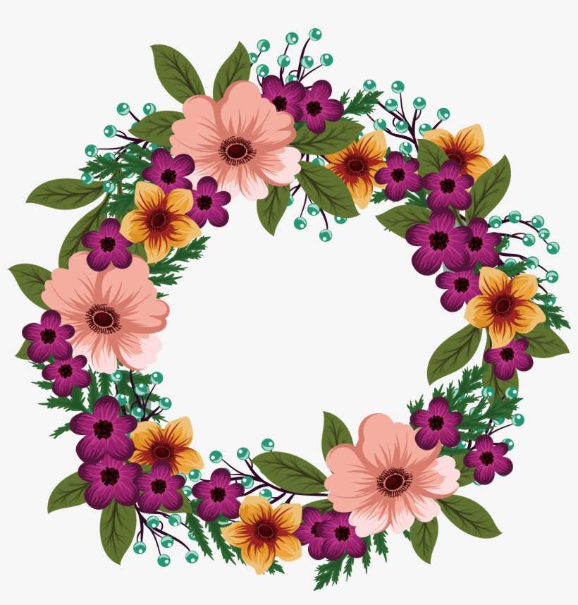 Wedding Invitation Flower Wreath Cute Wild Title - Cute Flower Wreath Png, transparent png download