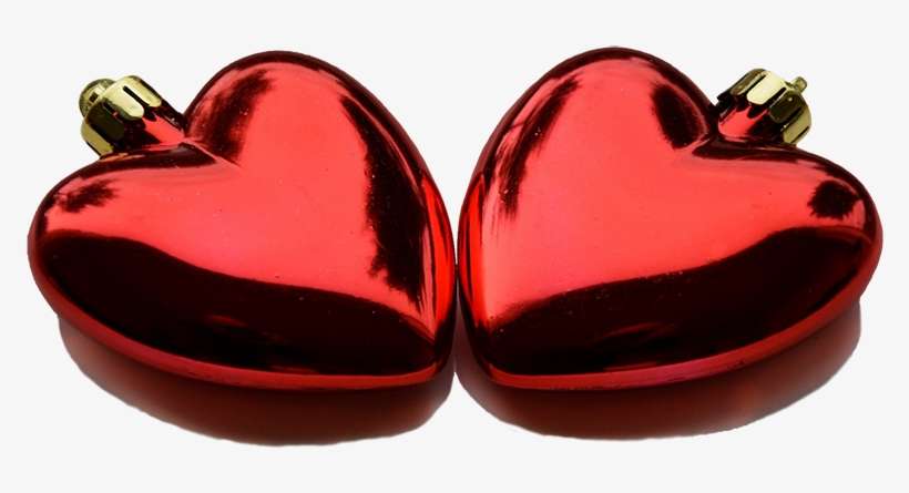 Two Red Christmas Heart Decorations - Merry Christmas Heart Png, transparent png download