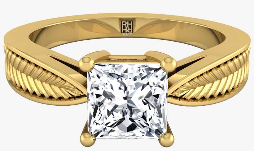 Classic 4 Prong Princess Cut Diamond Engagement Ring - Ring Design With Heart Shape Diamond, transparent png download
