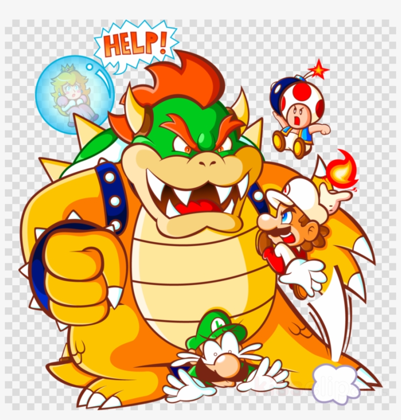 Bowser And Mario Clipart Mario & Luigi - Bowser Sits On Mario, transparent png download