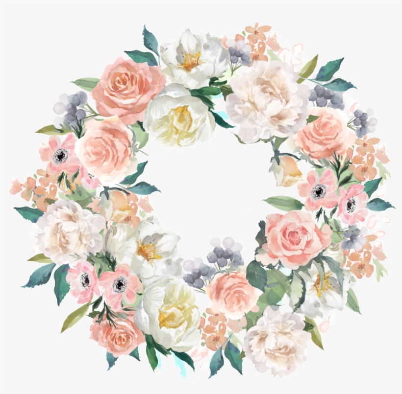 Spring Wreath Decorative Border Png - Watercolor Painting, transparent png download