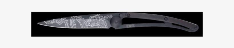 Deejo Japanese Dragon Black Ebony Knife - Utility Knife, transparent png download