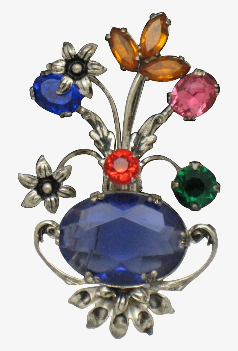 Early Coro Sterling Rhinestone Glass Figural Flower - Crystal, transparent png download